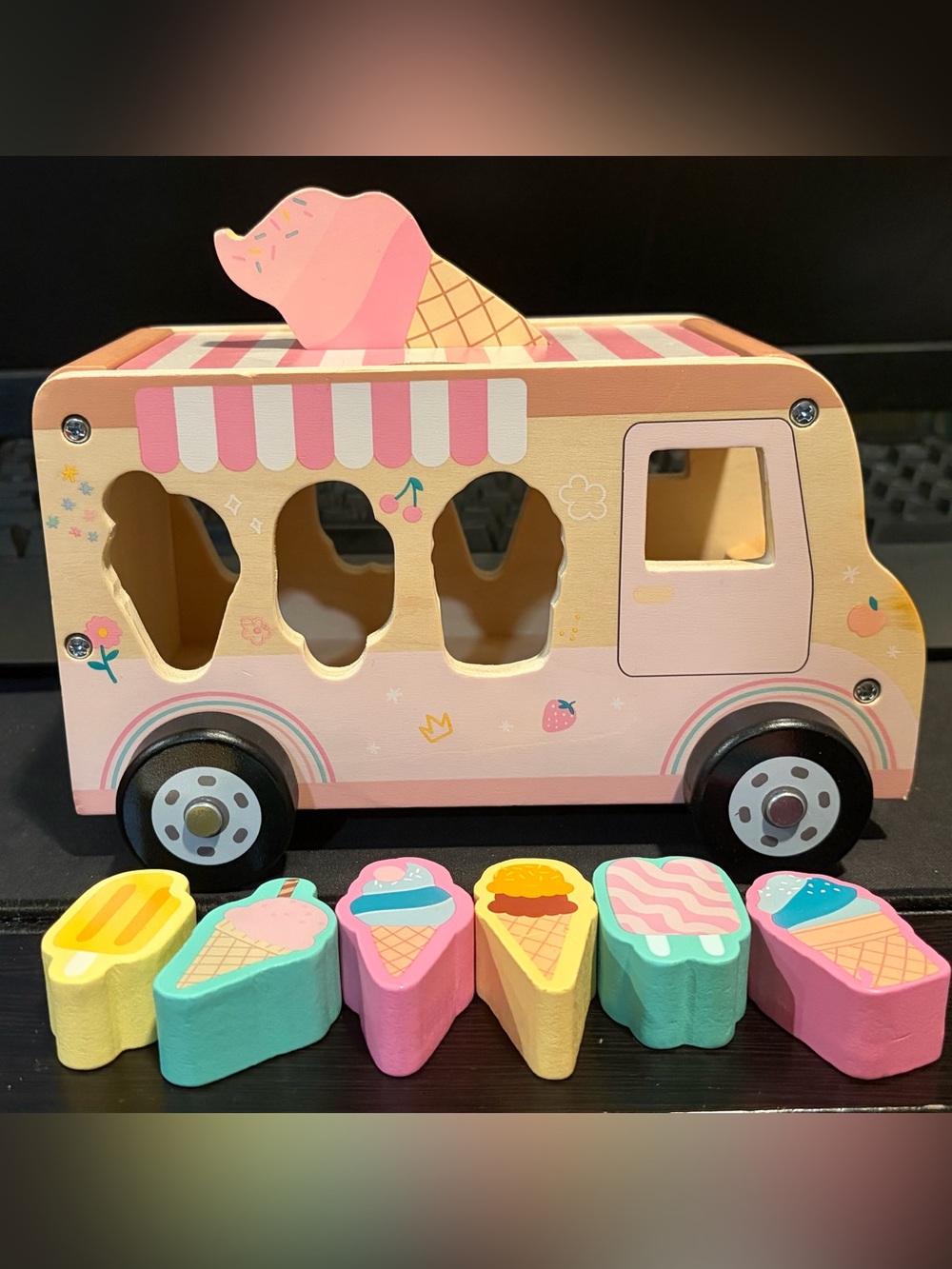 Fisher-Price Wood Ice Cream Truck Shape Sorter Set